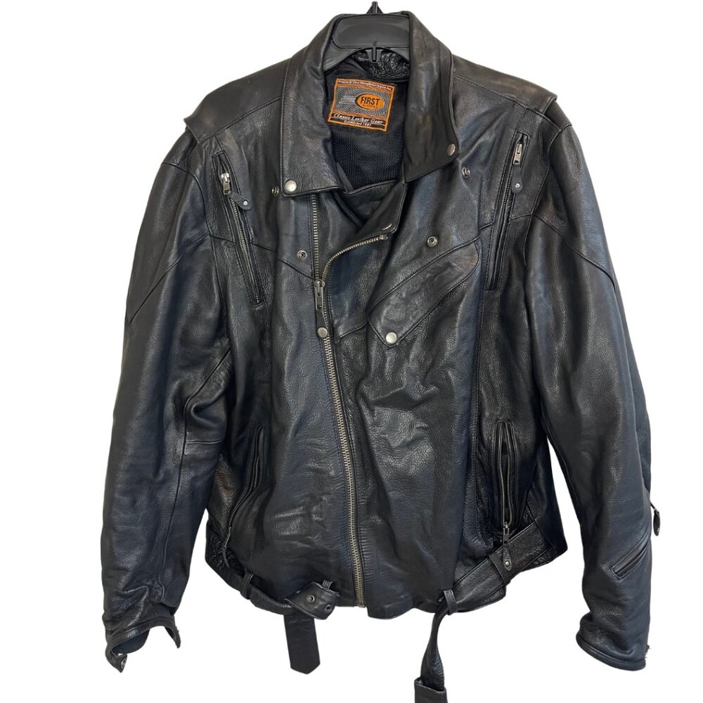 First Classics Heavy Leather Motorcycle Jacket | Black | 3XL